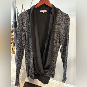 Moa Moa Black and Gray Draped Open-Front Cardigan- women’s medium